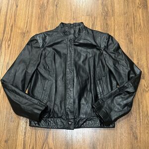 Split End LTD Leather Jacket Women 11/12 Bomber Coat Black Zippered Pockets Goth